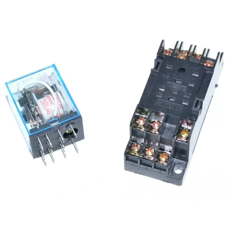 Releu 220v/5a 11pin cu soclu ,montare pe sina din,  pro-5E016 * 47603                                                                                                                                   