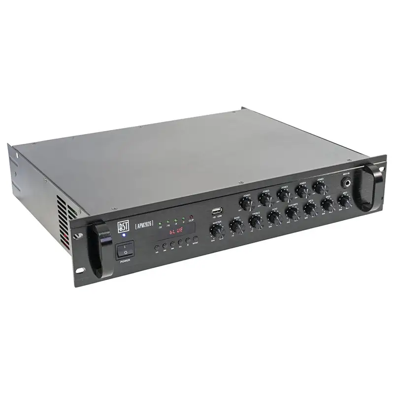 Mixer PA cu amplificare 100V / 240W , 5 zone cu USB/Bluetooth/SD/FM APM2826