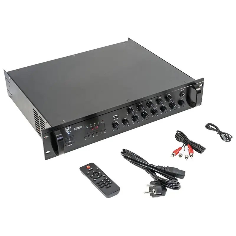 Mixer PA cu amplificare 100V / 240W , 5 zone cu USB/Bluetooth/SD/FM APM2826