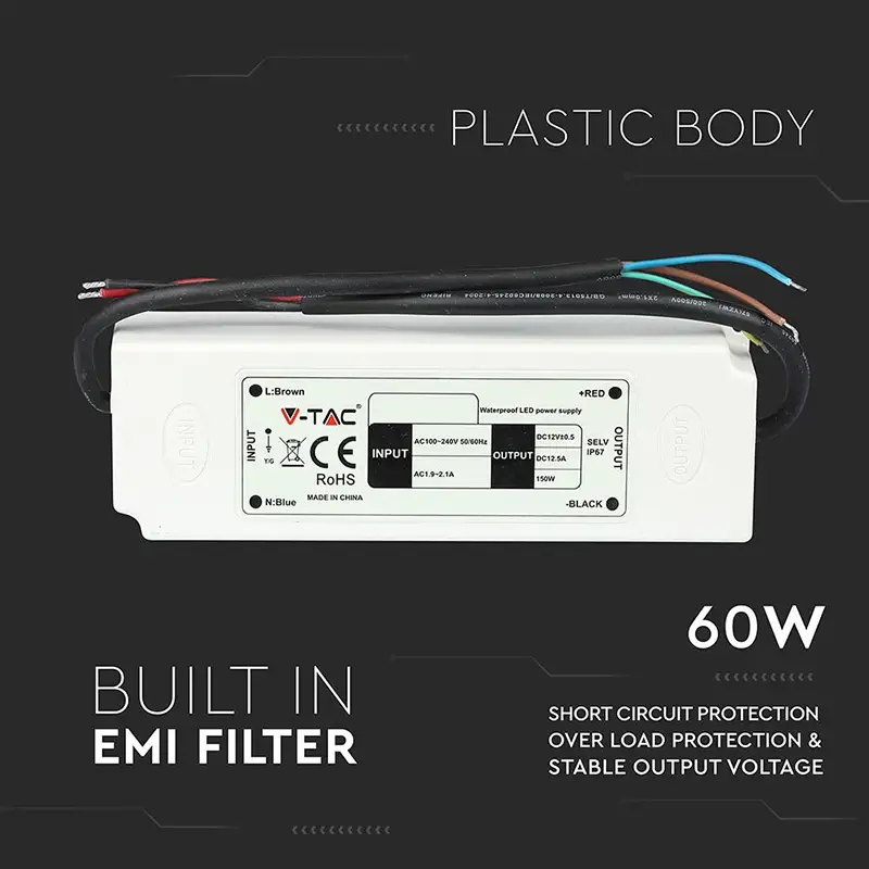 Sursa alimentare Banda led 12V/5A 60W IP65 SKU-3234.44098                                                                                                                                               